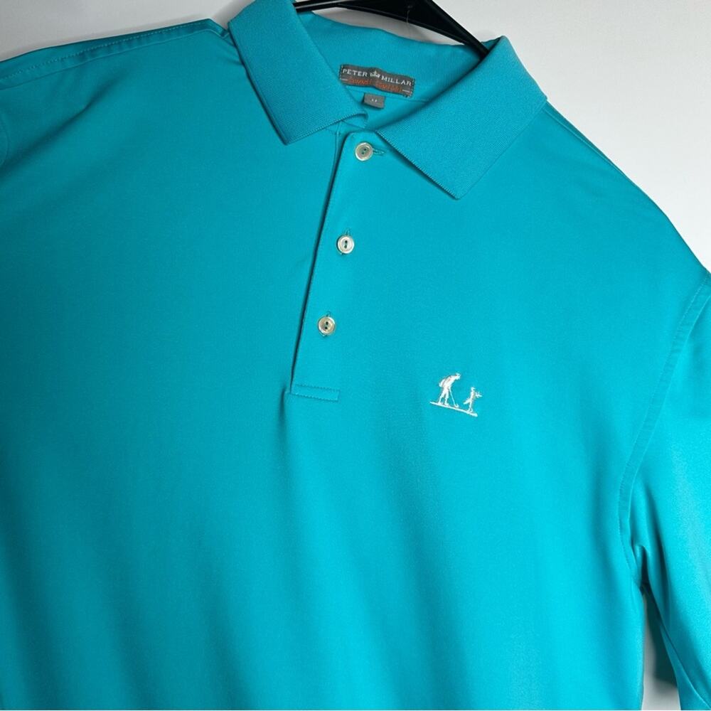 Peter Millar Summer Comfort Breathable Dri-Fit Bright Blue Golf Polo, MEDIUM - Picture 7 of 7